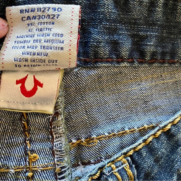True Religion Jeans Womens Size 29 Vintage Thick Stitching Made In USA Low Rise - Picture 10 of 13